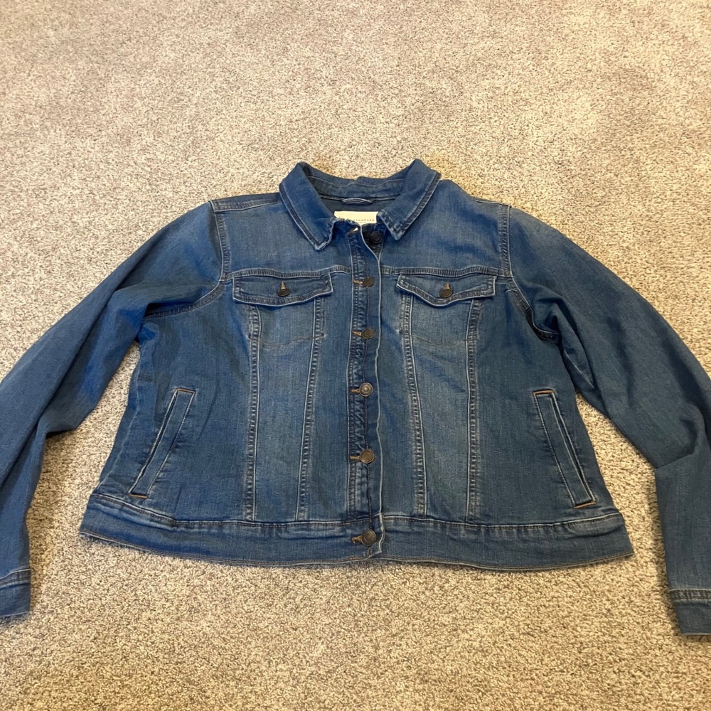 Social Standard by Sanctuary Womens XL Blue Denim Trucker Jacket Stretch Medium